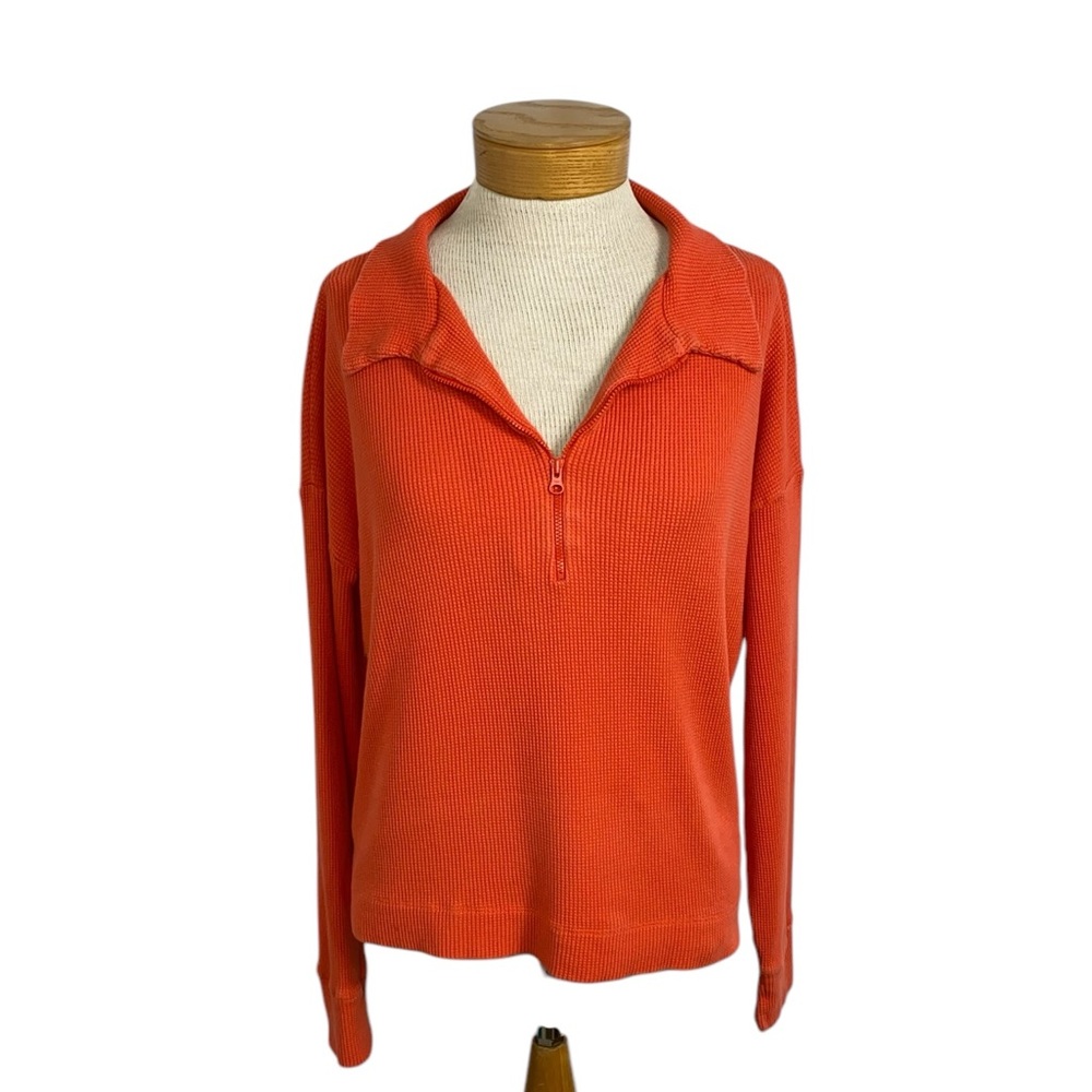 KULE Large Women's Rosewell Cotton Waffle Half Zip Top Small
